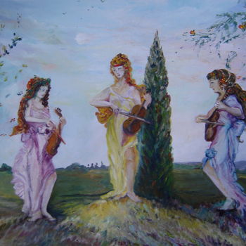 Pintura intitulada "concerto pour violon" por Freda Bey, Obras de arte originais, Óleo