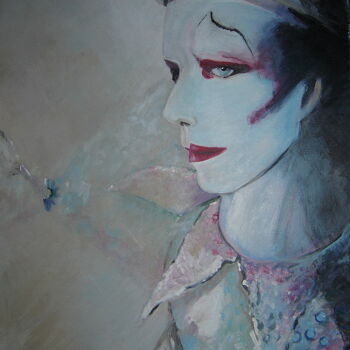 Painting titled "clown-blanc.jpg" by Freda Bey, Original Artwork, Acrylic