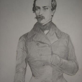 Drawing titled "Napoleon III" by Freda Bey, Original Artwork