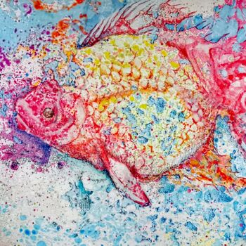 Painting titled "Little big fish" by Freddy Blackberry, Original Artwork, Pigments