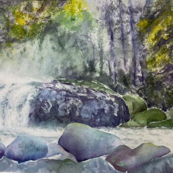 Drawing titled "Torrent" by Fred Haute, Original Artwork, Watercolor
