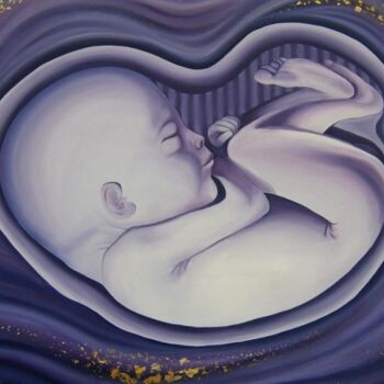 Malerei mit dem Titel "Embryon" von Frédéric Andrès, Original-Kunstwerk, Öl