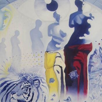 Painting titled "Tigre Hallucinogène" by Frédéric Andrès, Original Artwork, Oil