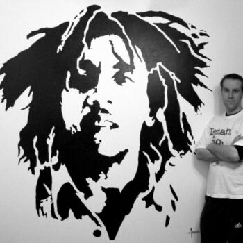 Malerei mit dem Titel "Bob Marley" von Frédéric Andrès, Original-Kunstwerk, Öl