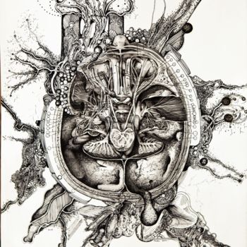 Dessin intitulée "Cerveau 1" par Frederic Babon, Œuvre d'art originale, Autre