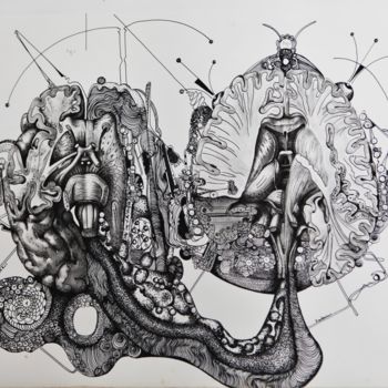 「cerveau 2」というタイトルの描画 Frederic Babonによって, オリジナルのアートワーク, その他