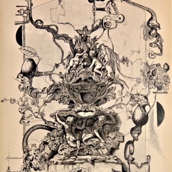 Drawing titled "Fontaine de jouvance" by Frederic Babon, Original Artwork