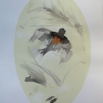 Malarstwo zatytułowany „Oiseaux de Carros #…” autorstwa Frédéric Belaubre, Oryginalna praca, Akwarela