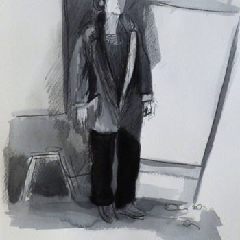 Drawing titled "Femme au chapeau 1,…" by Frédéric Belaubre, Original Artwork, Ink