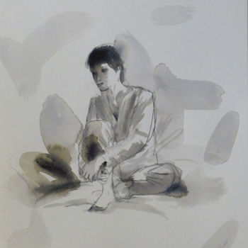 Dibujo titulada "16, Encre et crayon…" por Frédéric Belaubre, Obra de arte original, Tinta