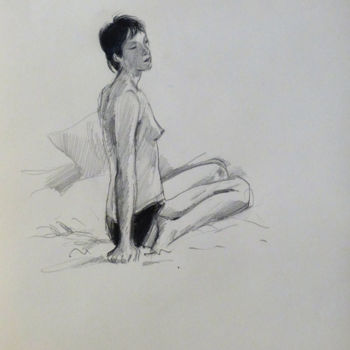 「21. Crayon sur papi…」というタイトルの描画 Frédéric Belaubreによって, オリジナルのアートワーク, 鉛筆
