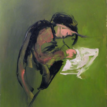 Peinture intitulée "Femme écrivant la l…" par Frédéric Belaubre, Œuvre d'art originale, Huile