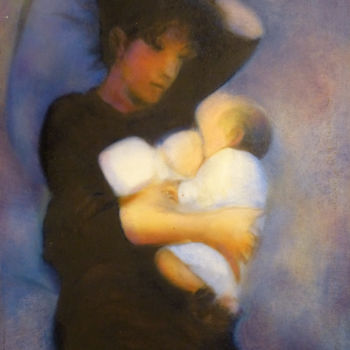 Pintura titulada "Maternité 2, huile…" por Frédéric Belaubre, Obra de arte original, Oleo