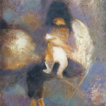 Painting titled "Maternité, huile su…" by Frédéric Belaubre, Original Artwork, Oil