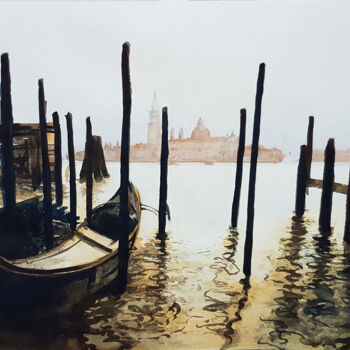 Schilderij getiteld "Venise-001" door Frédéric Berrin, Origineel Kunstwerk, Aquarel