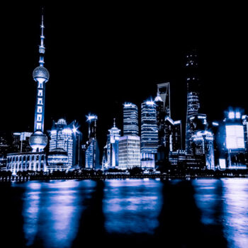 Fotografia intitolato "Shanghai Mégapole" da Frederic Bos, Opera d'arte originale, Fotografia digitale