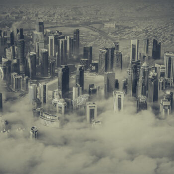 Photography titled "Doha in the Sky NB" by Frederic Bos, Original Artwork, Digital Photography
