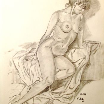 Dessin intitulée "femme nue et sensue…" par Fredessin, Œuvre d'art originale