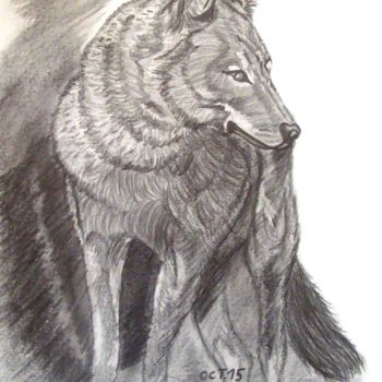 Dessin intitulée "loup" par Fredessin, Œuvre d'art originale