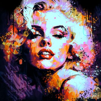 Arts numériques intitulée "Marilyn Monroe V2" par Frédéric Font (Chroma), Œuvre d'art originale, Peinture numérique Monté su…