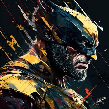 Digital Arts titled "Wolverine V2" by Frédéric Font (Chroma), Original Artwork, Digital Painting Mounted on Wood Stretcher f…