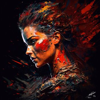 Digital Arts titled "WomanPainting" by Frédéric Font (Chroma), Original Artwork, Digital Painting Mounted on Wood Stretcher…