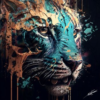 Arts numériques intitulée "Panthere V1" par Frédéric Font (Chroma), Œuvre d'art originale, Peinture numérique Monté sur Châs…