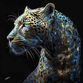 Arts numériques intitulée "Panthere V14" par Frédéric Font (Chroma), Œuvre d'art originale, Peinture numérique Monté sur Châ…