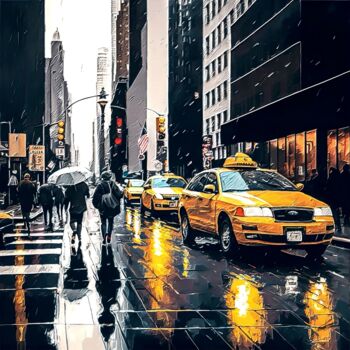 Digitale Kunst mit dem Titel "New York City" von Frédéric Font (Chroma), Original-Kunstwerk, Digitale Malerei Auf Keilrahmen…