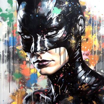 Arts numériques intitulée "Bad batgirl" par Frédéric Font (Chroma), Œuvre d'art originale, Peinture numérique Monté sur Châs…