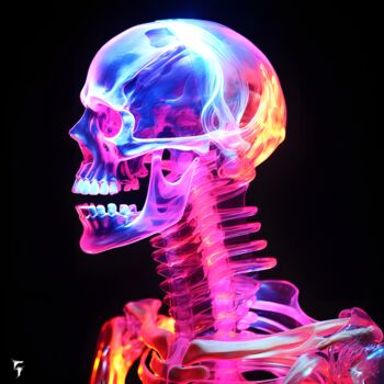 Arts numériques intitulée "Lueur Squelettique…" par Frédéric Font (Chroma), Œuvre d'art originale, Peinture numérique Monté…