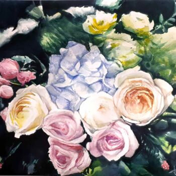 Painting titled "Bouquet#1" by Frédéric Fournier, Original Artwork, Watercolor