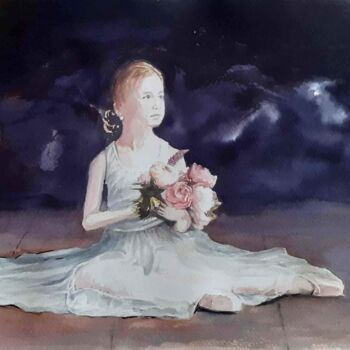 Painting titled "Petite danseuse bal…" by Frédéric Fournier, Original Artwork, Watercolor