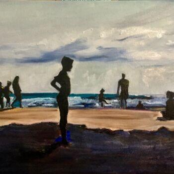 Painting titled "Carcans plage 01" by Frederic Gauthier, Original Artwork, Oil