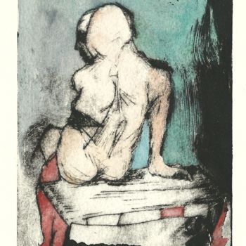 Desenho intitulada "Dos -tourné vers la…" por Frhégo, Obras de arte originais