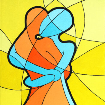 Pittura intitolato "Hug" da Frederic Jacquet, Opera d'arte originale, Acrilico