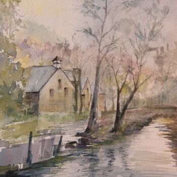 Painting titled "pont aven" by Frederic Jandolo, Original Artwork, Watercolor