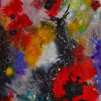 Painting titled "poppies 4-19" by Frederic Janssens (Fredj), Original Artwork, Acrylic