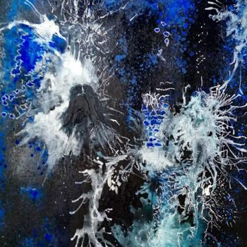 Painting titled "Mots bleus" by Frederic Janssens (Fredj), Original Artwork, Acrylic