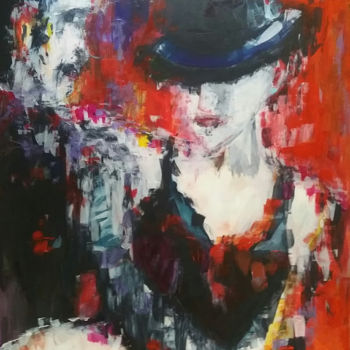 Painting titled "Rouge Tango" by Frederic Janssens (Fredj), Original Artwork, Acrylic