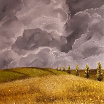 Painting titled "L'orage avec toi (v…" by Frédéric Letrun, Original Artwork, Oil Mounted on Wood Panel