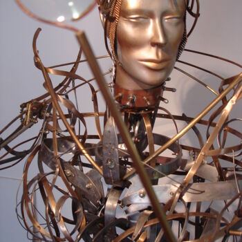 Sculpture titled "Automate N° 6" by Frédéric Letrun, Original Artwork, Metals