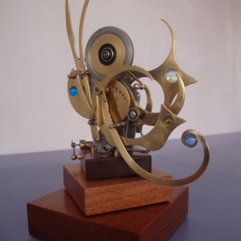 Skulptur mit dem Titel "Automate N°23 "Cath…" von Frédéric Letrun, Original-Kunstwerk, Metalle
