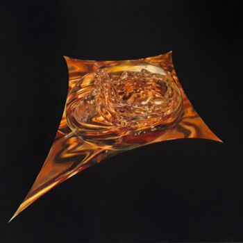 Painting titled "Bulle d'or sur sa f…" by Frédéric Letrun, Original Artwork, Oil Mounted on Wood Stretcher frame