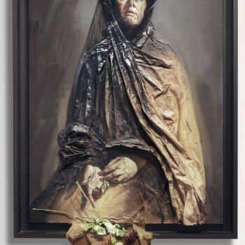 Painting titled "La dame en noir" by Frédéric Martin, Original Artwork, Oil