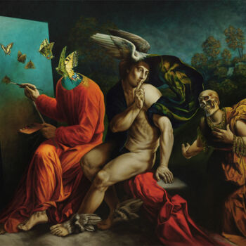 Pittura intitolato "La conversation sil…" da Frédéric Martin, Opera d'arte originale, Olio Montato su Telaio per barella in…