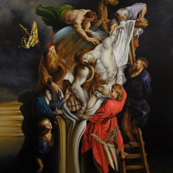 Peinture intitulée "Entre ciel et terre" par Frédéric Martin, Œuvre d'art originale, Huile Monté sur Châssis en bois