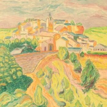 Painting titled "Le village de Rouss…" by Frédéric Mazel, Original Artwork, Oil
