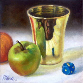 绘画 标题为“Gobelet, Pomme et Dé” 由Frederic Reverte, 原创艺术品, 油