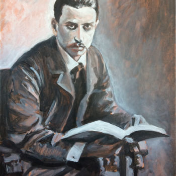 Painting titled "Rainer Maria Rilke" by Frederic Reverte, Original Artwork, Acrylic